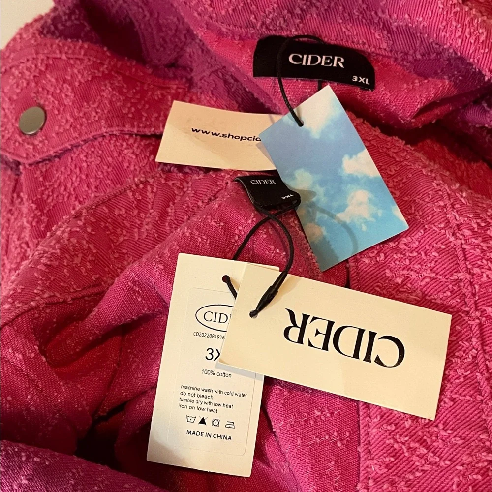 CIDER Pink Jacquard Denim Jacket & Pants Set Size 3XL NWT